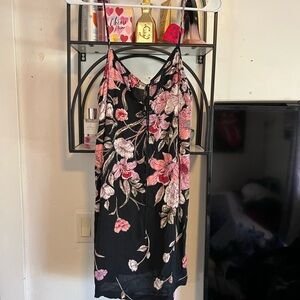 Billabong Black Floral Cami Dress with Pink & Cream Blooms